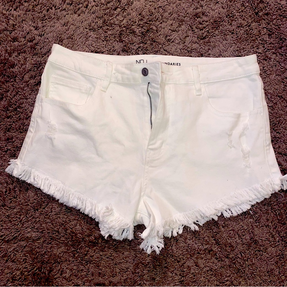 Nobo White Distressed Shorts